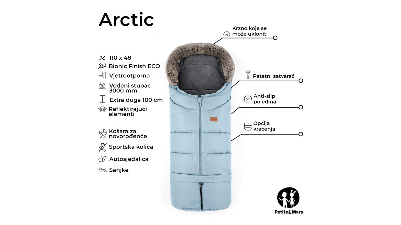 PETITE&MARS Footmuff Arctic 4 u 1 zimska vreća za kolica, Champagne Shower