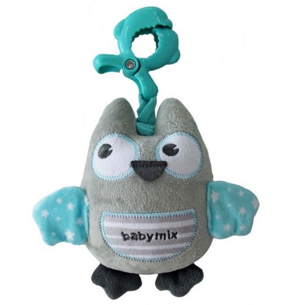 BabyMix pliš glazbena Sova – grey&pink
