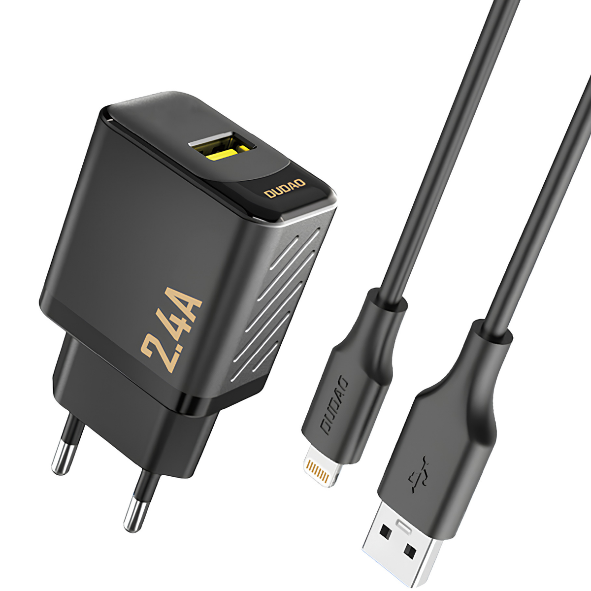 Punjač Dudao A23LEU 12W USB - A s Lightning kabelom - Crna KP41387