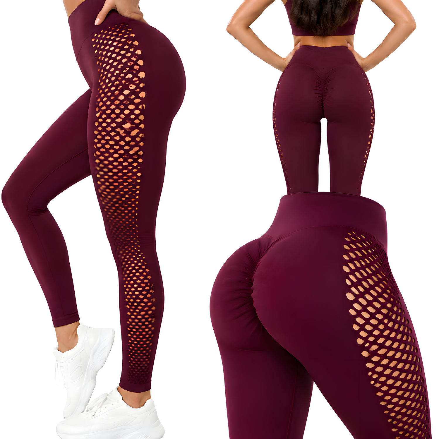 Ženske sportske Push Up tajice ZR - 40875 - Bordo / L / XL KP40875