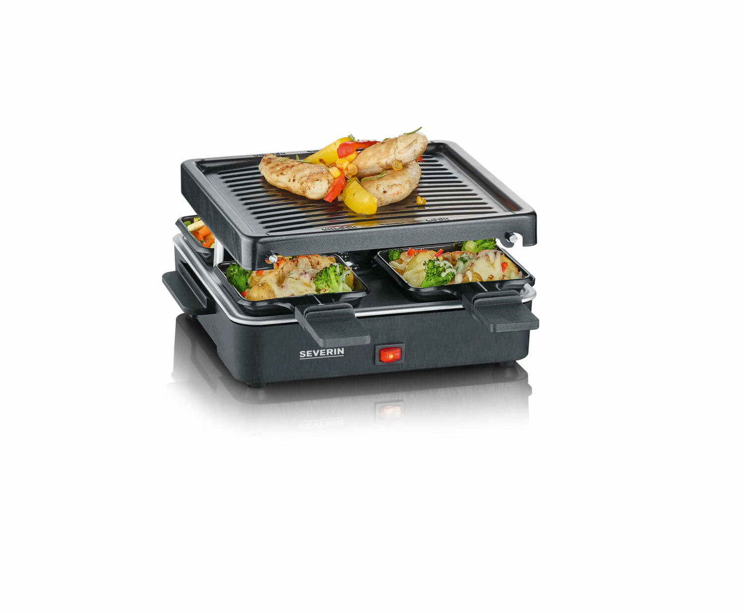 Severin Raclette Party Grill s 4 mini ponev, RG 2370