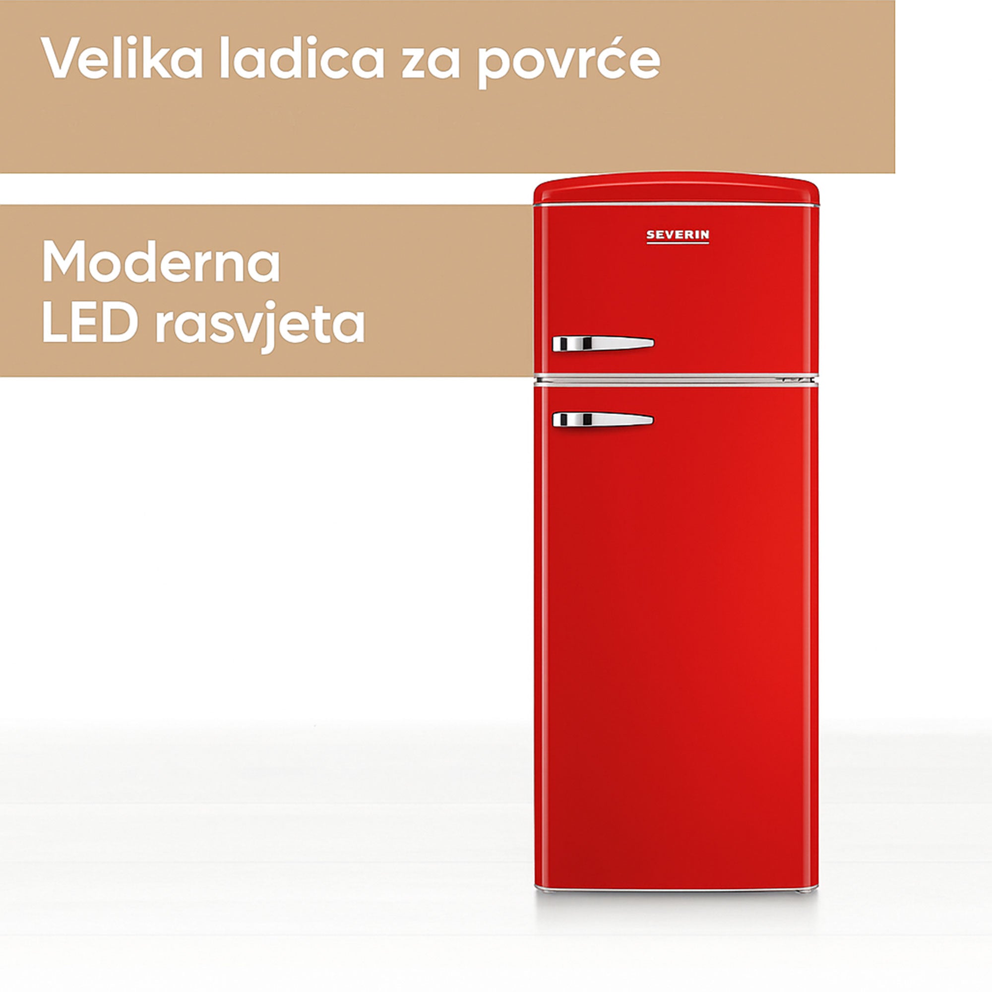 Severin Retro volně stojící chladnička, červená, 246 L, RKG 8983