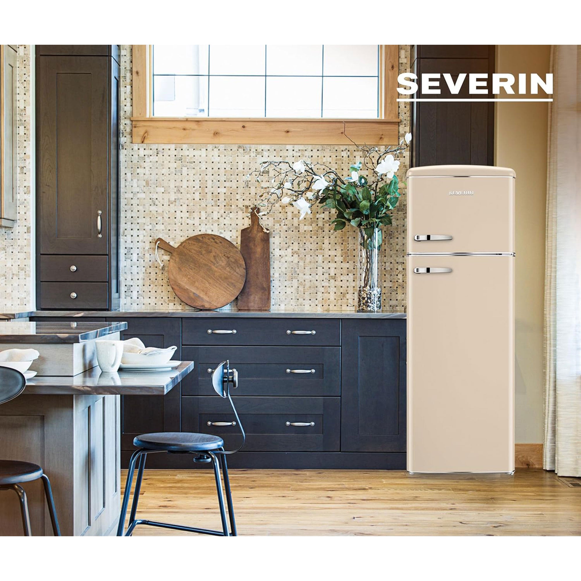 Severin Retro volně stojící chladnička, béžová, 246 l, RKG 8985