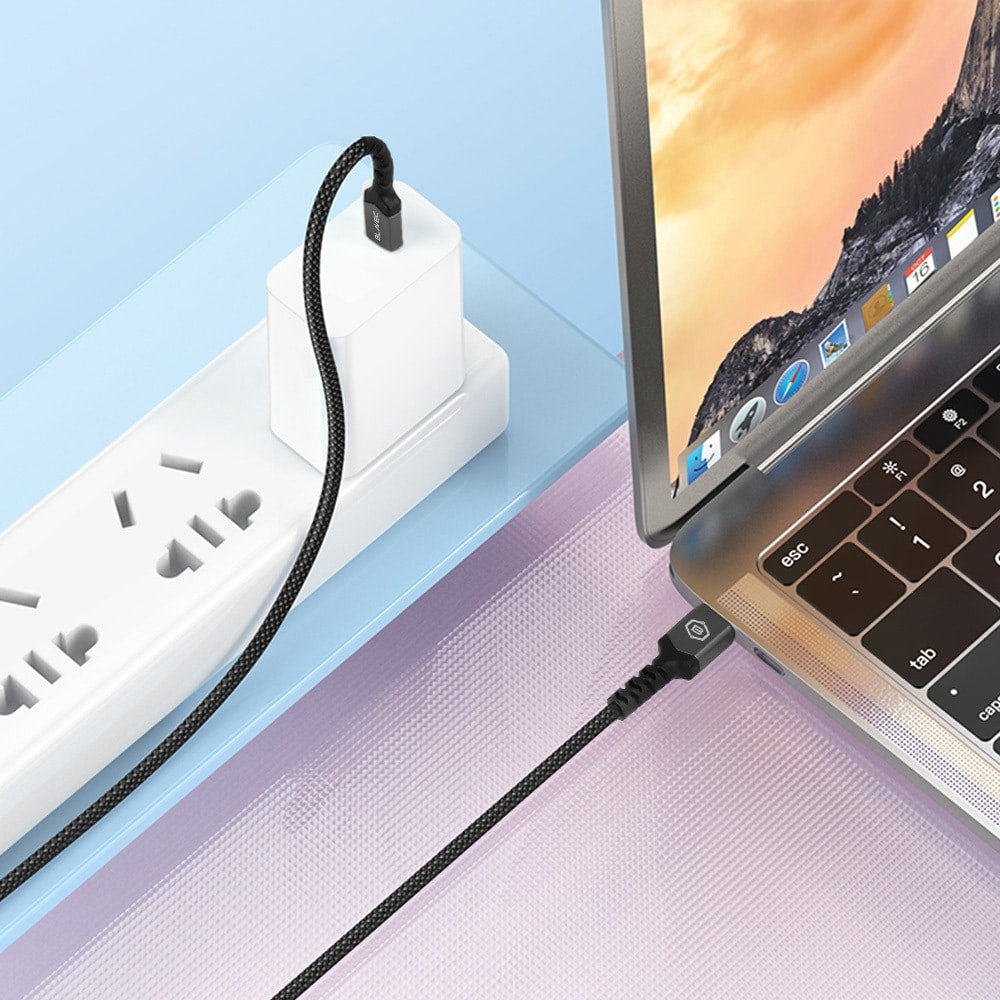 BLAVEC RAPTOR OPLETENI KABEL – TIP C DO TIP C – PD 60W 3A 300 cm – crni