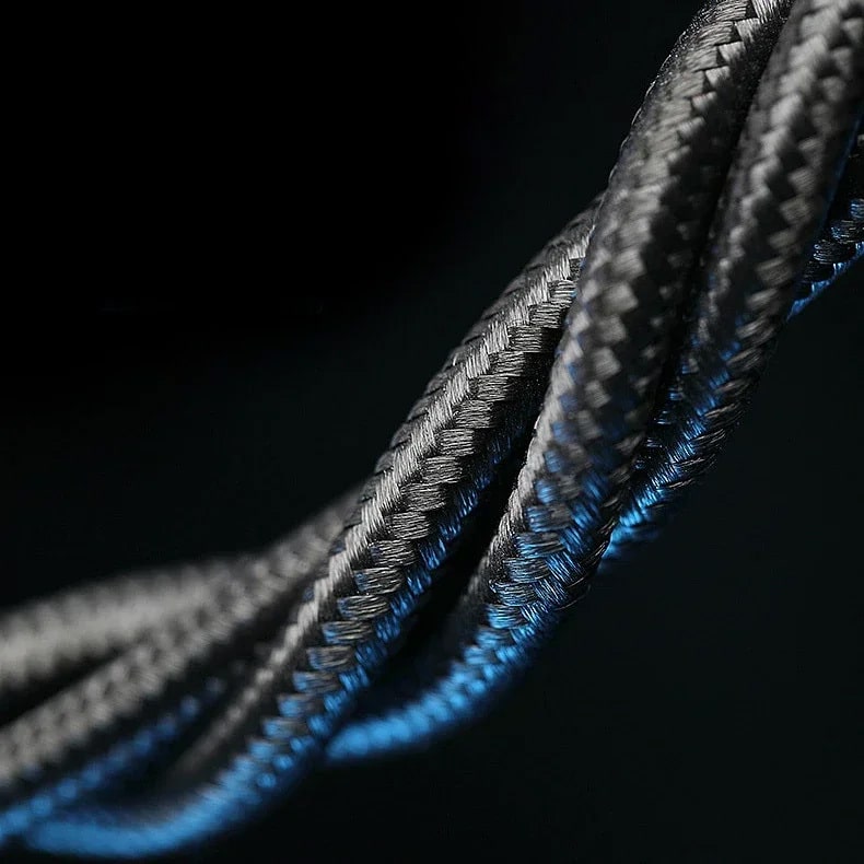 BLAVEC RAPTOR OPLETENÝ KABEL - TYPE-C NA LIGHTNING - PD 20W 2.4A 0.25 m černo-šedý