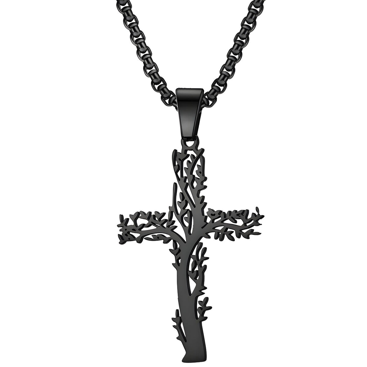 Ogrlica Tree Cross - Crna