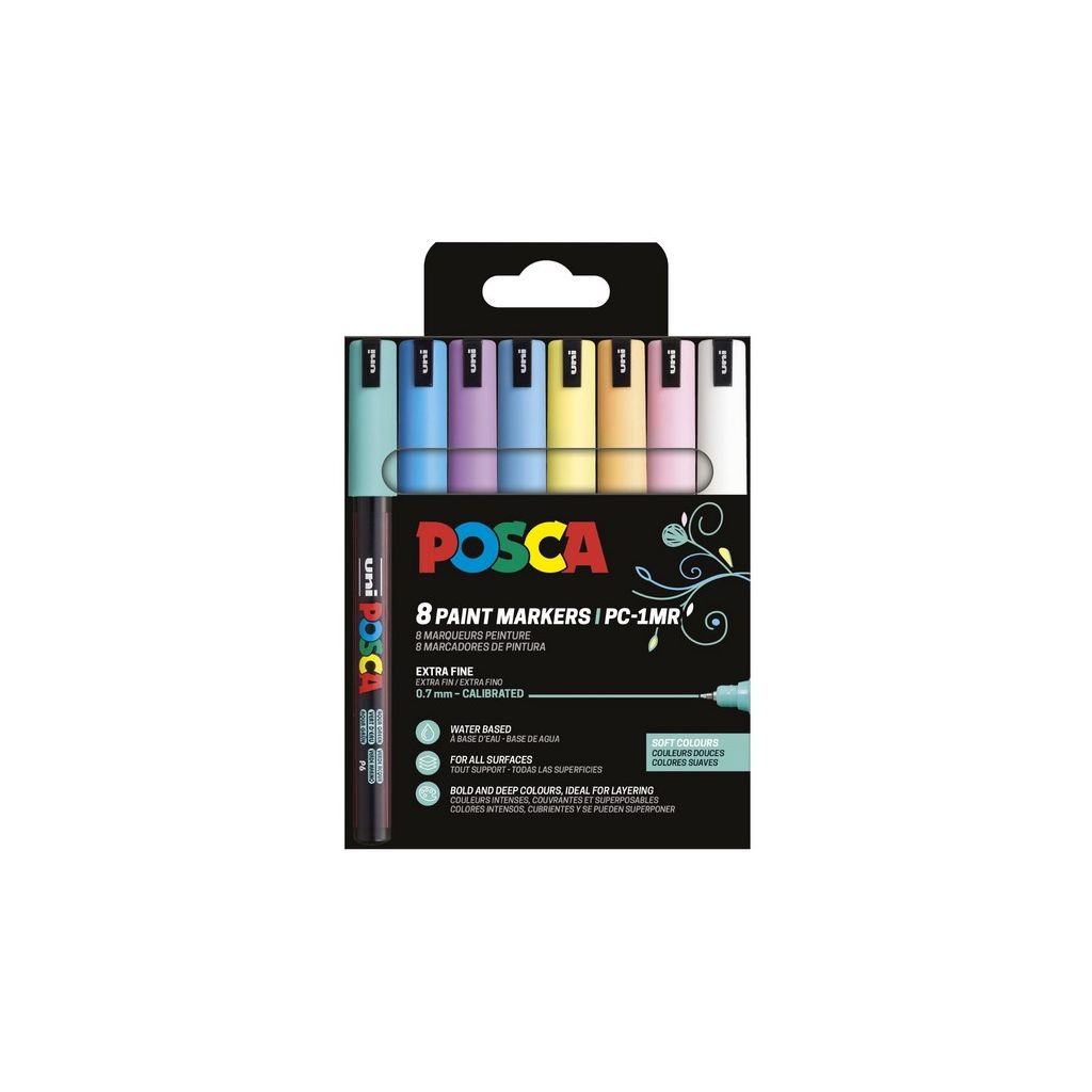 Uni pak marker Posca pc-1mr pastelne boje 8/1 plastic free pakiranje