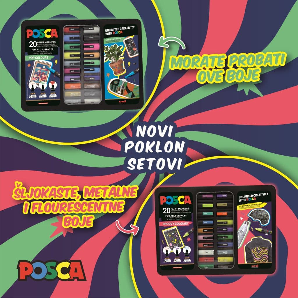 Marker Uni gift set Posca u metalnoj kutiji (mix pc-1m/ pc-3m/pc-5m) pop colours 20/1 302422187