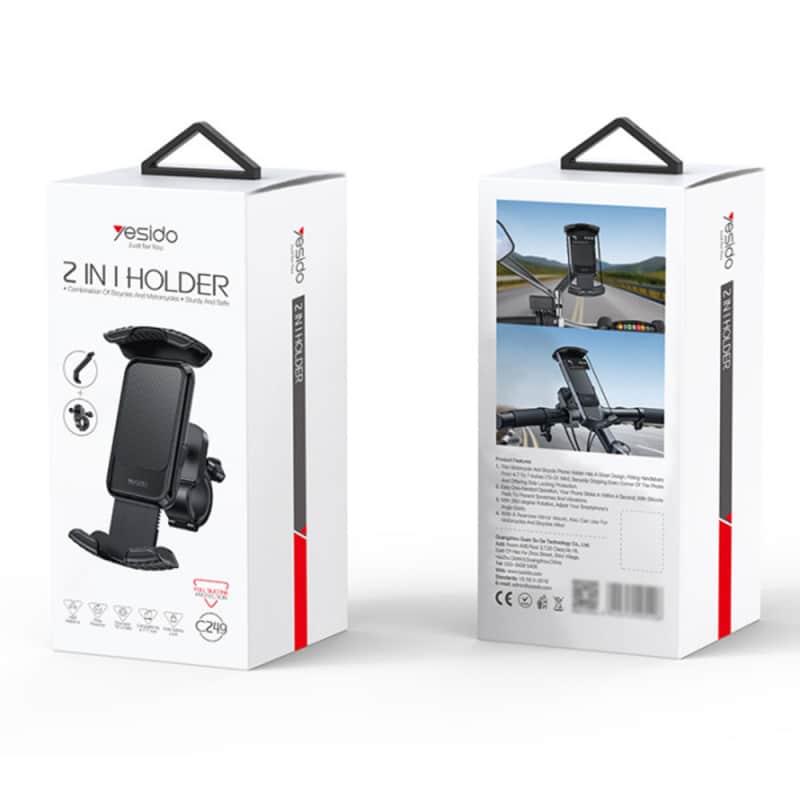Držač za motocikl Yesido C249 za mobitele od 4.8"- 6.8" inča crni